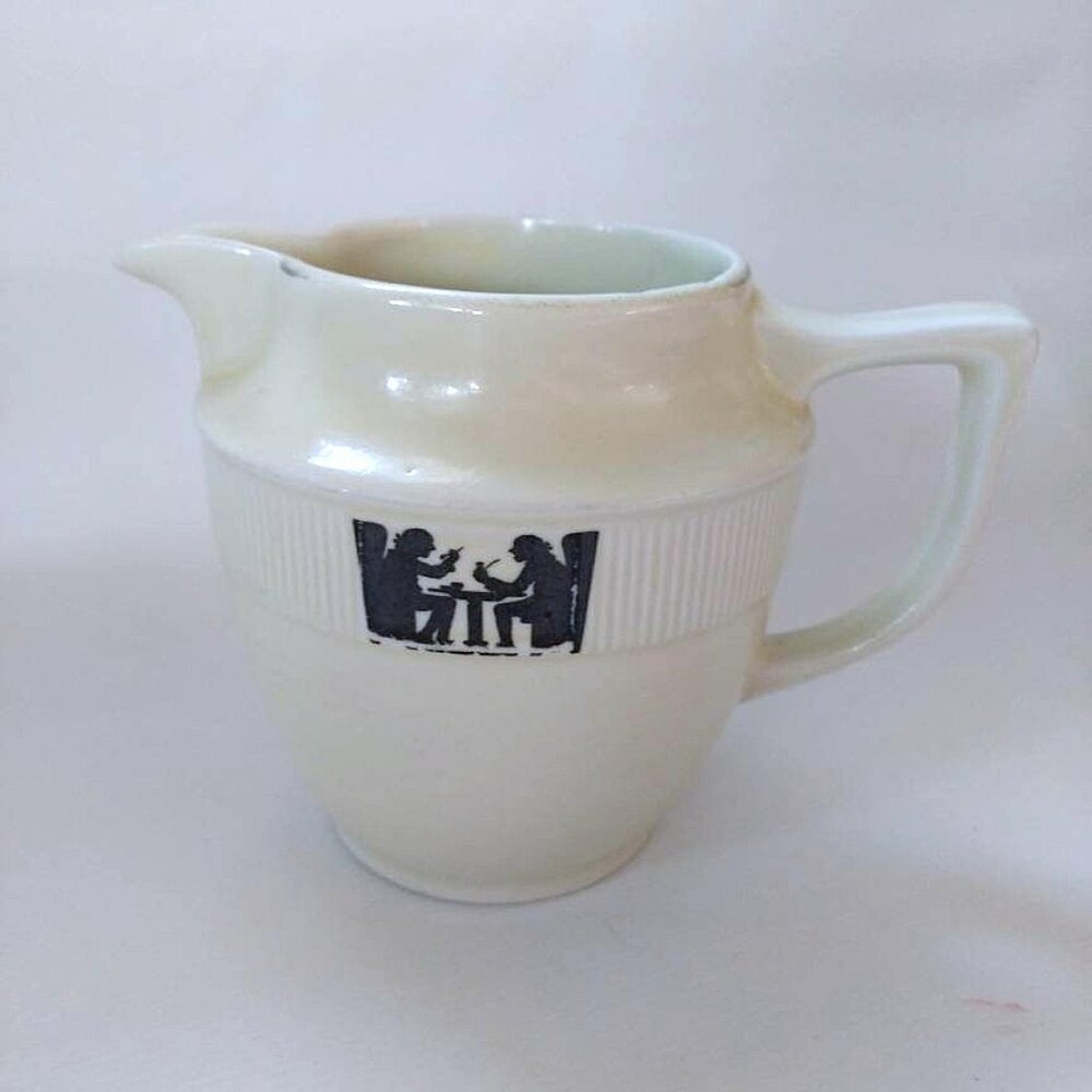 Vintage Pitcher Small Jug Hall's Superior Quality Kitchenware Silhouette Pattern